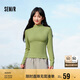 森馬（Semir）長袖T恤女半高領(lǐng)吸濕發(fā)熱抗菌2024冬緊身抓絨打底衫109724101001