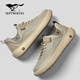 七匹狼冬季透氣男鞋2025新款帆布鞋男超輕軟底百搭工裝板鞋舒適休閑鞋男 沙色 41