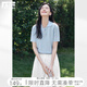 對(duì)白藍(lán)色polo翻領(lǐng)短袖針織衫女2025夏季新款氣質(zhì)休閑正肩顯瘦上衣 湖藍(lán)色 S