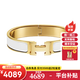 愛(ài)馬仕手鐲 新款合金琺瑯手鐲 窄款經(jīng)典H扣手鐲男女同款小號 生日禮物 白色-黃金色