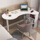 轉角書(shū)桌弧形電腦臥室組合辦公寫(xiě)字臺式書(shū)柜拐角陽(yáng)臺定制簡(jiǎn)約桌子 暖白色 長(cháng)100CM【正向-右下柜】