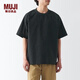 無(wú)印良品（MUJI）男式 涼感 圓領(lǐng)短袖T恤 舒適涼爽 男夏裝t恤 ACC25A3S 黑色 2XL (185/112A)