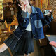 RHUDE FOG品牌女裝港風(fēng)牛仔短款外套女2025春秋新款韓版寬松設(shè)計感拼色夾克 牛仔藍 M