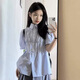 素織錦藍(lán)色短袖襯衫女2025新款夏季女裝學(xué)院風(fēng)小眾設(shè)計(jì)感襯衣外套上衣 學(xué)院風(fēng)褶皺短袖襯衫【藍(lán)色】 M 【推薦體重95-110斤】