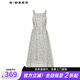 S.DEER圣迪奧夏季時尚女裝法式復(fù)古印花網(wǎng)紗吊帶連衣裙S242Z1221 淺灰/57 M 165