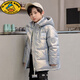 G.DUCKKIDS兒童羽絨服短款面包服加厚白鴨絨連帽中大童免洗亮面冬季新款保暖 銀色 150 尺碼偏大