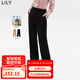 LILY【專柜甄選】冬新款女裝時尚通勤款顯瘦小直筒休閑西裝褲 510黑 M