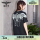 BOY LONDON【白羽入夜】春夏情侶款潮牌朋克時尚紫外線光變短袖T恤N01914 黑印藍(lán) （天空藍(lán)色光變印花） L