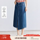 茵曼（INMAN）純棉復(fù)古開叉牛仔裙女2025夏季高腰顯瘦百搭繡花A字半身裙子 牛仔藍(lán) M