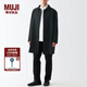 無印良品（MUJI）男式 羊毛混 短外套 短款毛呢呢子大衣男士 男款冬季 ADF01C2A 深灰色 L 175/100A