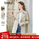百圖betu女裝秋新款風(fēng)衣氣質(zhì)英倫風(fēng)中長款遮肉顯瘦風(fēng)衣女2308T93 杏色 S