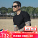 AKSERIESAK男裝夏季新款輕復(fù)古簡(jiǎn)約百搭繡花光板休閑短袖T恤男2300001 黑色 XL