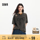 森馬（Semir）短袖T恤女中長款做舊oversize夏2025蝴蝶結破洞衣服109325100036