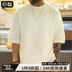 馬登工裝美式休閑重磅短袖Cityboy日系寬松落肩垂感T恤男夏半袖衫 象牙白 /米白/五分袖/上衣少年感 L