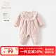 班喜迪嬰兒衣服秋冬裝寶寶連體衣公主加絨夾棉嬰幼兒超萌棉服外出服春秋 粉色 73cm
