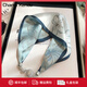 Charm Kendo磁吸扣真絲絲巾女裝飾圍巾百搭圍脖領(lǐng)巾生日禮物送女友媽媽 花隱淡藍(lán)色吊墜短款