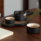 萬仟堂旅行茶具 戶外泡茶茶具套裝陶瓷高檔帶包 龍行天下·快客杯 黑鐵釉
