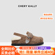 CHERY KALLY【明星同款】氣質(zhì)厚底毛毛鞋女士2025新款外穿復(fù)古休閑大頭棉拖鞋 棕色 37