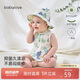 babylove嬰兒背心包屁衣夏季薄款竹棉山茶紗布三角哈衣爬服夏裝衣服