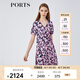 PORTS寶姿春夏新品女裝縫制針織短袖中長(zhǎng)連衣裙 丈青印花 S (4)