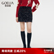 歌莉婭（GOELIA）半身裙女冬季新款絲絨短裙小A包臀裙子1CNR2C100 00B黑色 L