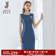 經(jīng)典故事（JANE STORY）高端純色修身無(wú)袖連衣裙女夏季2025年新款氣質(zhì)收腰西裝內搭背心裙 M04灰藍色 L