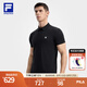 FILA 斐樂官方男子針織短袖POLO衫2025秋季新款健身運動涼感上衣 深黑-BK XL 180/100A/XL