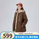 艾萊依（ERAL）冬季新款假兩件羽絨服女連帽寬松時(shí)尚保暖棒球服外套 蜜茶棕 M 160【建議110-130斤】