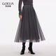 歌莉婭網(wǎng)紗半身裙女2025新款秋季穿搭巨好看高腰長(cháng)裙子1E9R2B250 44B煙灰 M