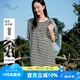片斷連衣裙女2025夏季新款圓領(lǐng)條紋基礎T恤裙藏肉慵懶隨性長(cháng)裙 黑白 L