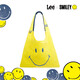 LeexSmiley聯(lián)名購物袋男女托特包通勤單肩包女包生日禮物學(xué)生帆布包 黃色