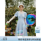 范思藍恩天鵝裙 法式浪漫連衣裙女2024夏新款網(wǎng)紗收腰顯瘦A字裙子 藍恩藍 L