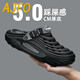 AJFO高端品牌輕奢拖鞋男潮牌秋季外穿網(wǎng)紅踩屎感軟底洞洞鞋沙灘涼拖鞋 黑灰-高檔洞洞鞋 44 （同碼44-45）