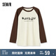 森馬長(zhǎng)袖T恤女中長(zhǎng)款大印花撞色插肩袖寬松內(nèi)搭上衣101124101012