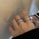 妙奕嘉素圈銀色戒指女2025年新款潮小眾設計食指戒可調節指環(huán)尾戒冷淡風(fēng) 銀色麻花四件套戒指