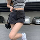 何佳功牛仔裙短裙小個(gè)子春夏辣妹顯瘦A字2025新款牛仔短裙包臀裙褲裙 黑灰色 S 【建議85-100斤】
