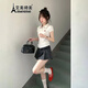 艾美琦美（AIMEIQIMEI）連衣裙夏天2025年新款小個子氣質(zhì)顯瘦polo領(lǐng)針織上衣短裙子女套裝 套裝 M
