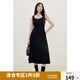 獨(dú)束大碼女裝法式鉆石領(lǐng)收腰無袖連衣裙2025夏新款顯瘦中長款裙子 赫本黑 XL （尺碼：3）