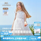 英氏（YEEHOO）女童裙子兒童連衣裙夏季薄款無袖網(wǎng)紗公主裙中大童裝衣服夏裝新款 雙層提花網(wǎng)紗款 白色 【純棉內(nèi)襯】 165 cm 【順豐包郵&極速達】
