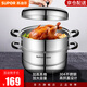 蘇泊爾（SUPOR）蒸鍋304不銹鋼湯鍋復(fù)底家用多功能大容量燃?xì)怆姶艩t通用 高拱蓋 EZ28BS04丨 28cm