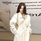 妤遇（YUUZYUUS）品牌女裝小個(gè)子風(fēng)衣外套女中長(zhǎng)款2025春秋新款韓版百搭系帶大衣 米白色 M 建議115-125斤