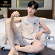 莫代爾睡衣男士夏季純棉薄款背心短褲套裝男款夏天全棉無(wú)袖可外穿家居服 LFT91005 背心短褲 XL 碼【建議130-150斤穿】