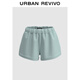 UR春季新款女裝簡(jiǎn)約休閑運動(dòng)風(fēng)百搭抽繩短褲UWM650033 灰藍 (偏短) S