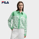 FILA 斐樂(lè)官方楊冪同款女士針織長(zhǎng)袖外套2025夏休閑舒適拼接滿印上衣