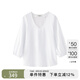 Marc O'Polo/MOP 2024夏季新款棉麻V領(lǐng)泡泡袖寬松休閑長袖襯衫女 白色100 34/160