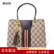 MK&GN奢侈品女包mk女包2025新款單肩斜挎包包輕奢大牌印花輕奢手提包 卡其配咖啡色