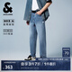杰克·瓊斯（JACK&JONES）夏季新款單側(cè)腿部字母貼布貓須水洗設(shè)計(jì)直筒牛仔褲男裝225132133 E39中藍(lán)牛仔 30 170 W30/L30
