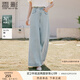 香影淺色天絲牛仔直筒褲女2025夏季新款長褲寬松水洗大褲腳闊腿褲 牛仔藍(lán) M 160/84A/95-110斤