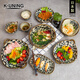 K-UNING 日本進(jìn)口復(fù)古手繪唐草花紋盤子雙耳料理缽菜盤飯盤咖啡杯馬克杯 蛸唐草 両手付鍋（大）