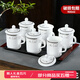 景德鎮(zhèn)茶杯陶瓷帶蓋家用水杯套裝會(huì)議室泡茶辦公杯子酒店LOGO定制 6個(gè)裝5號(hào)杯-白金藤花（不含茶杯盤）
